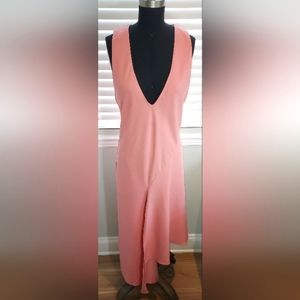 Six Crisp Days Light Pink Deep V Long Sleeveless Dress Pre-owned